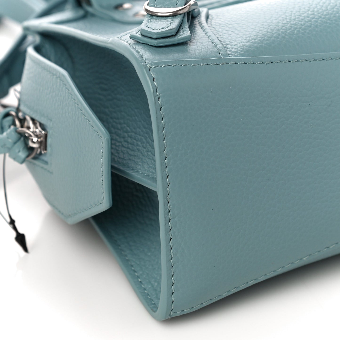 Grained Calfskin Neo Classic Silver Hardware Mini City Blue Grey