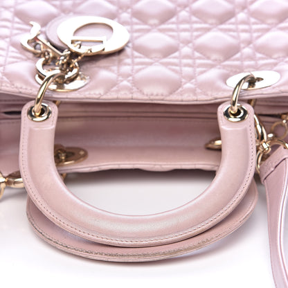 Christian Dior Pearly Lambskin Cannage Medium Lady Dior Lotus 13 of 20