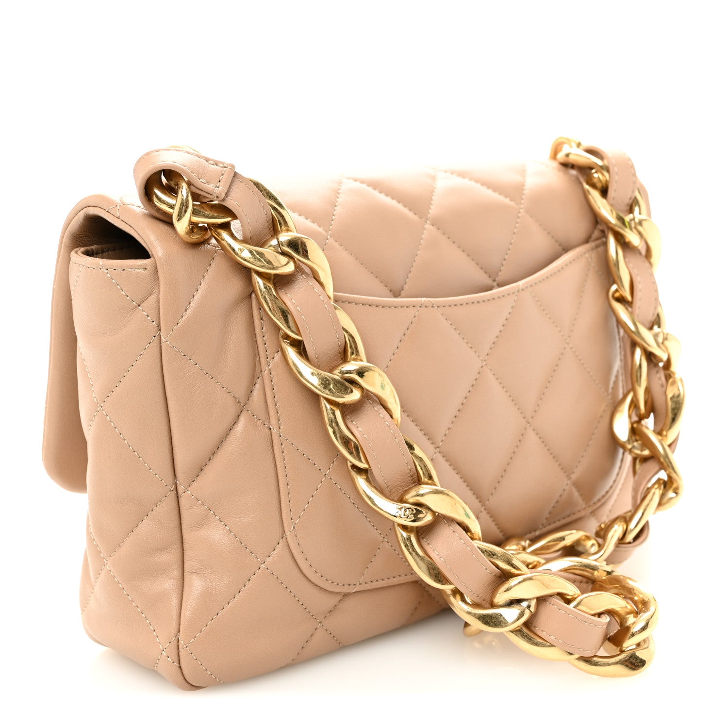 Chanel Lambskin Quilted Large CC Funky Town Flap Beige 1878860
