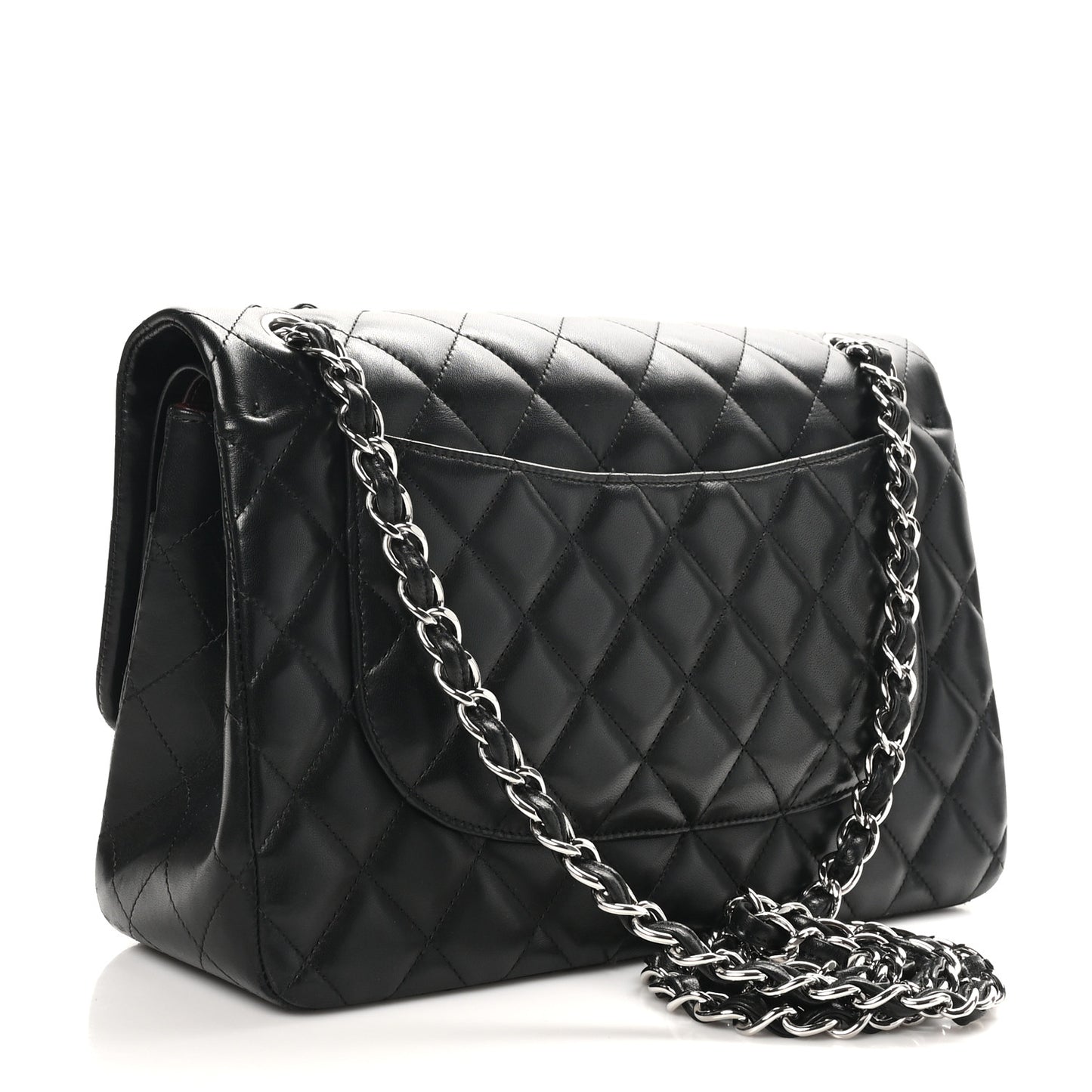 Lambskin Quilted Jumbo Double Flap Black