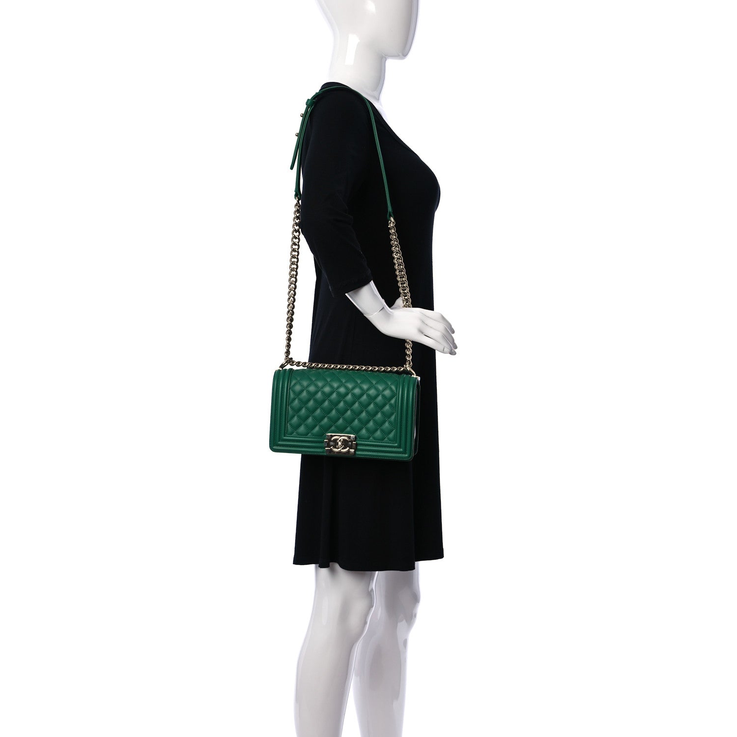 Chanel Lambskin Quilted Medium Boy Flap Green 2 of 10