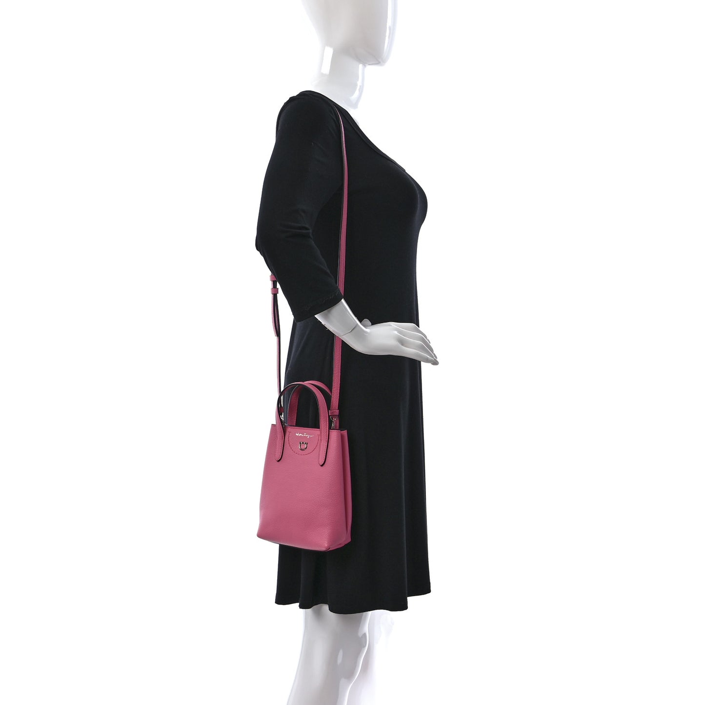 Tumbled Calfskin Gancini Mini Bag Pink