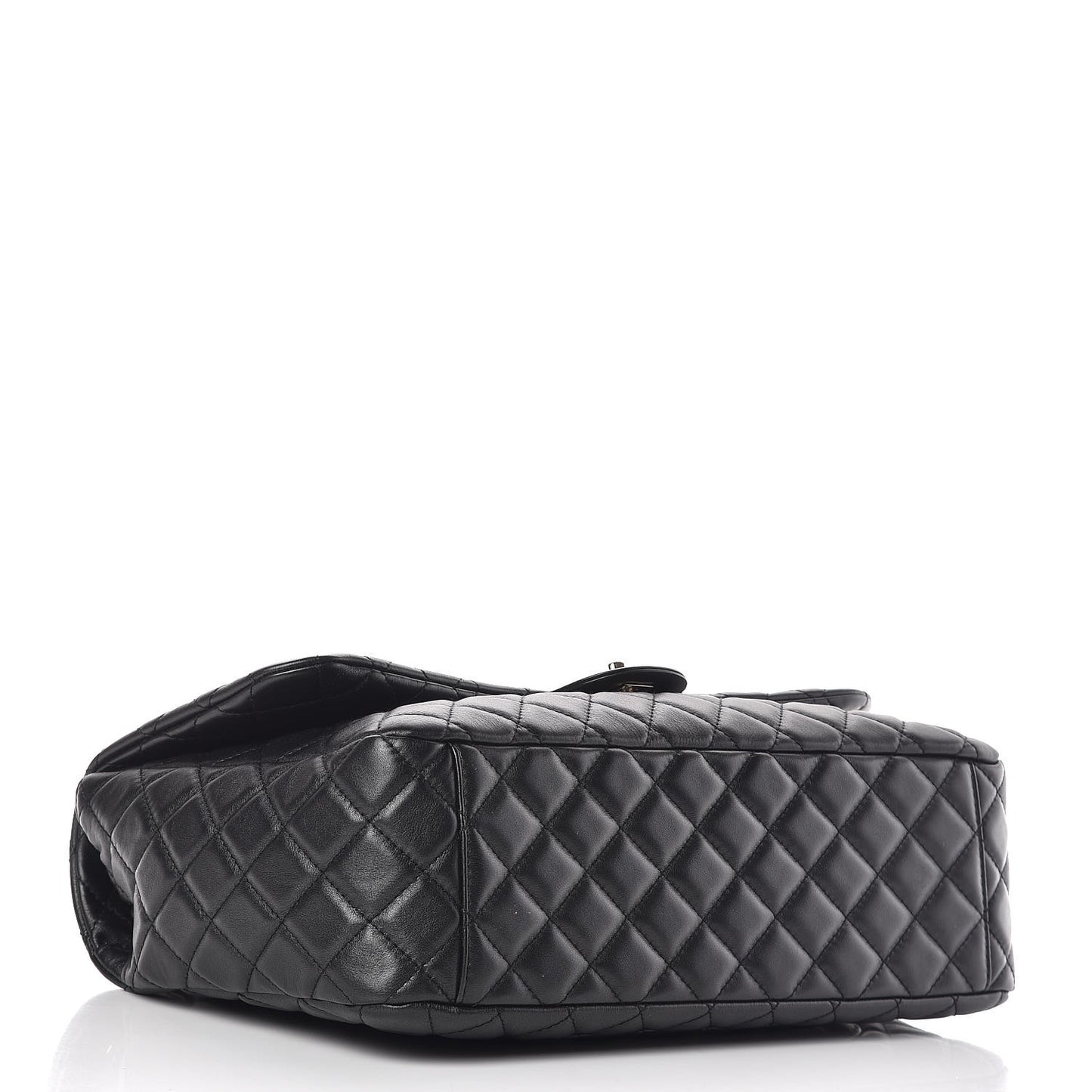 Metallized Calfskin Small XXL Travel Flap Bag Black
