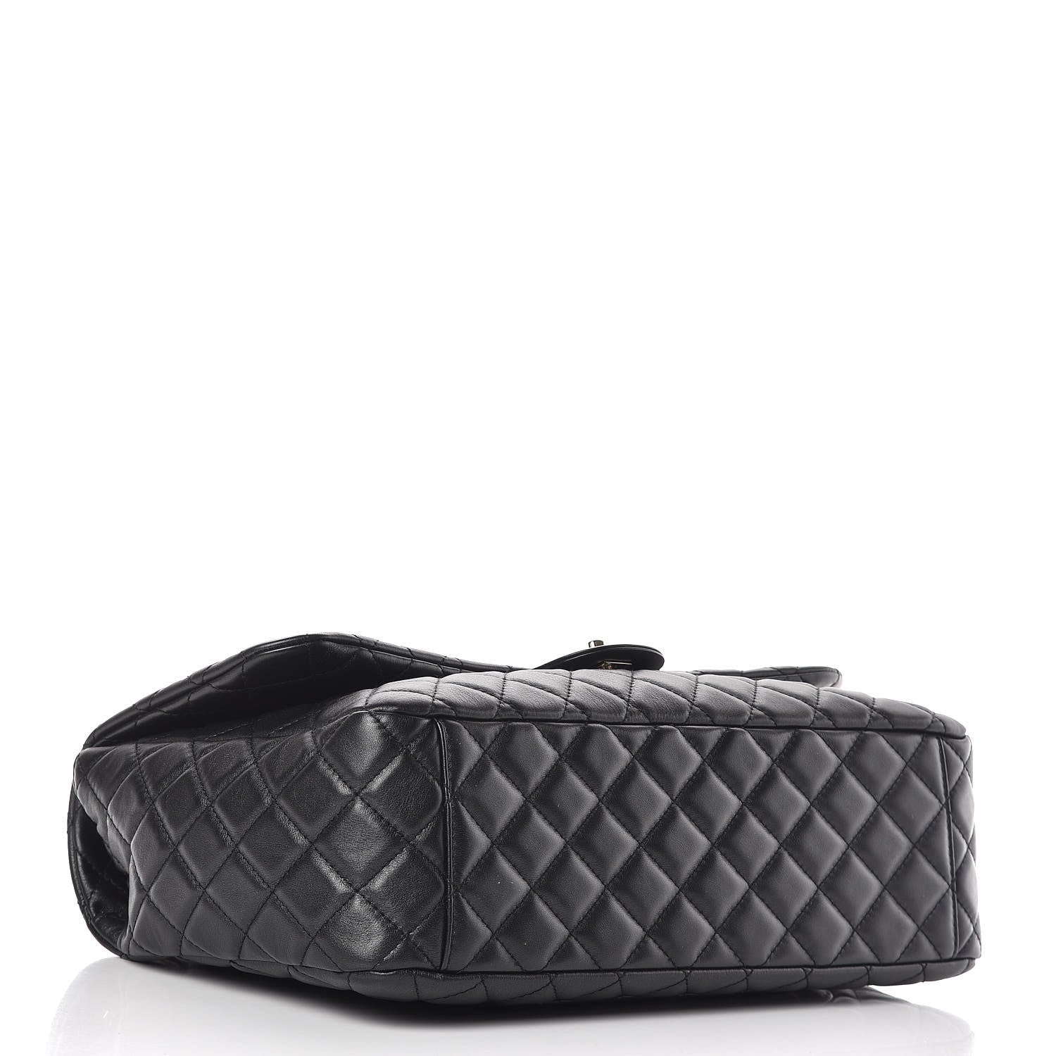 Chanel Metallized Calfskin Small XXL Travel Flap Bag Black 4 of 10