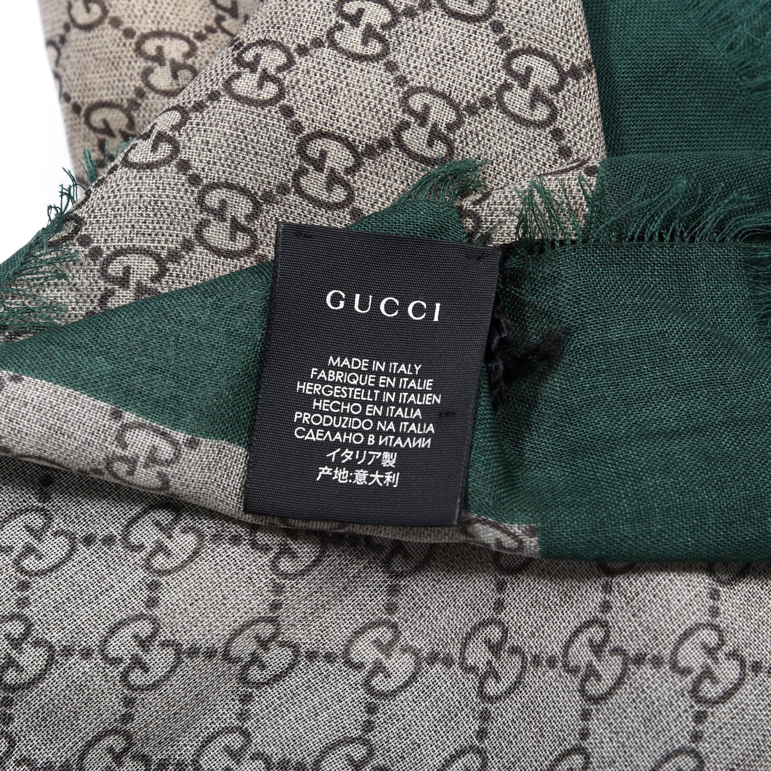 Gucci Wool Monogram Web Tiger Scarf Beige 2 of 3