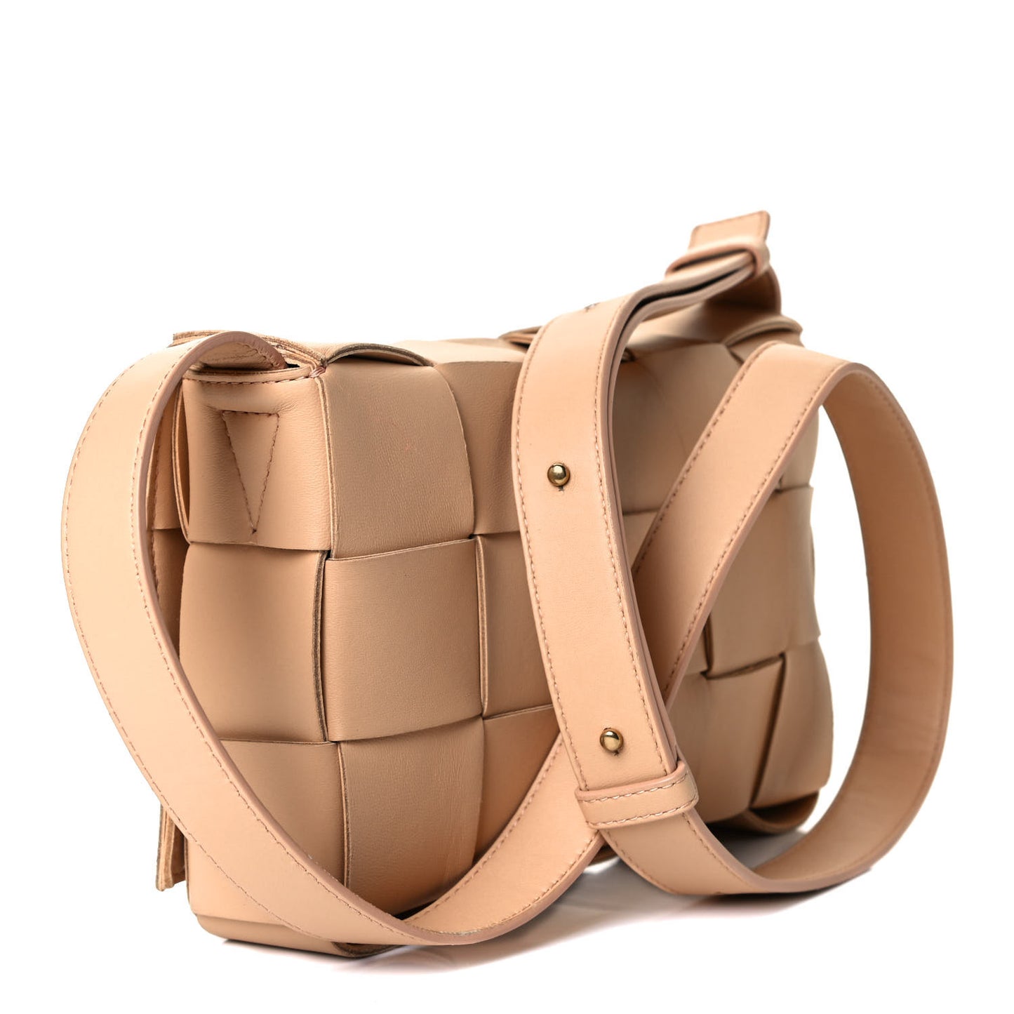 Lambskin Maxi Intrecciato Cassette Crossbody Bag Almond