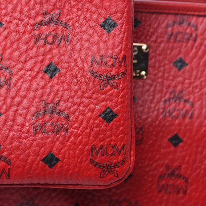 MCM Visetos Medium Anya Zip Top Shopper Tote Ruby Red 16 of 16