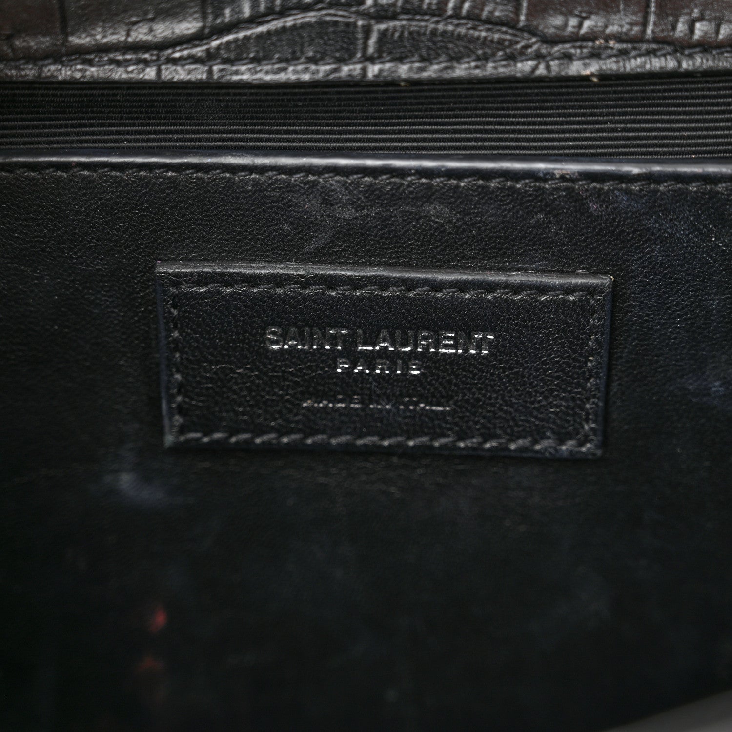 Saint Laurent Calfskin Crocodile Embossed Small Classic Monogram Kate Tassel Satchel Black 6 of 17