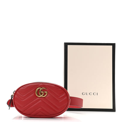 Gucci Calfskin Matelasse GG Marmont Belt Bag 85 34 Hibiscus Red 12 of 12