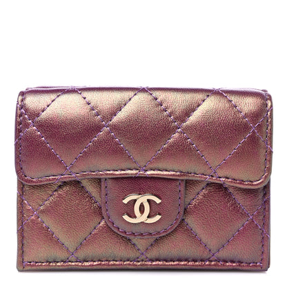 Chanel Iridescent Lambskin Small Quilted Flap Wallet Purple 1 of 13