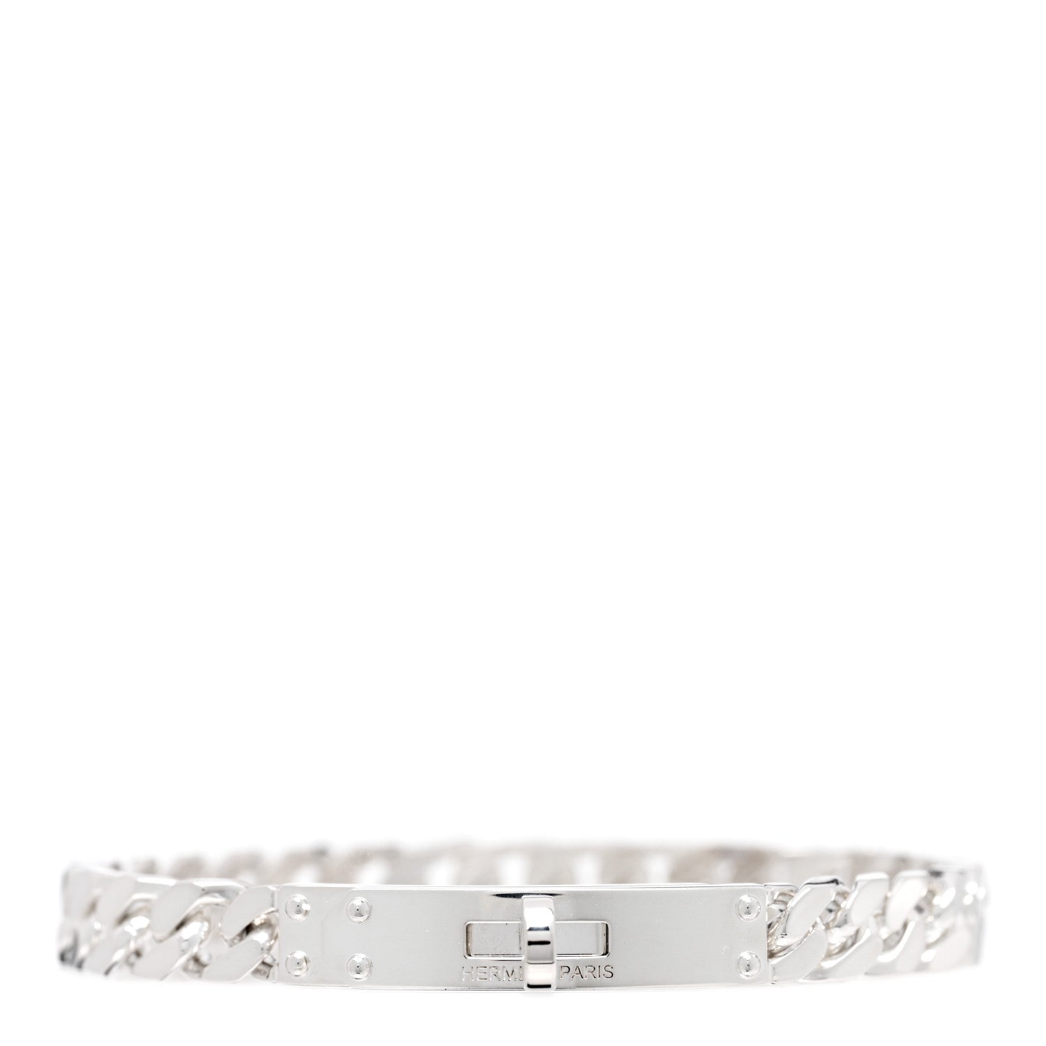 Hermes Sterling Silver TPM Kelly Gourmette Bracelet SH 1 of 4