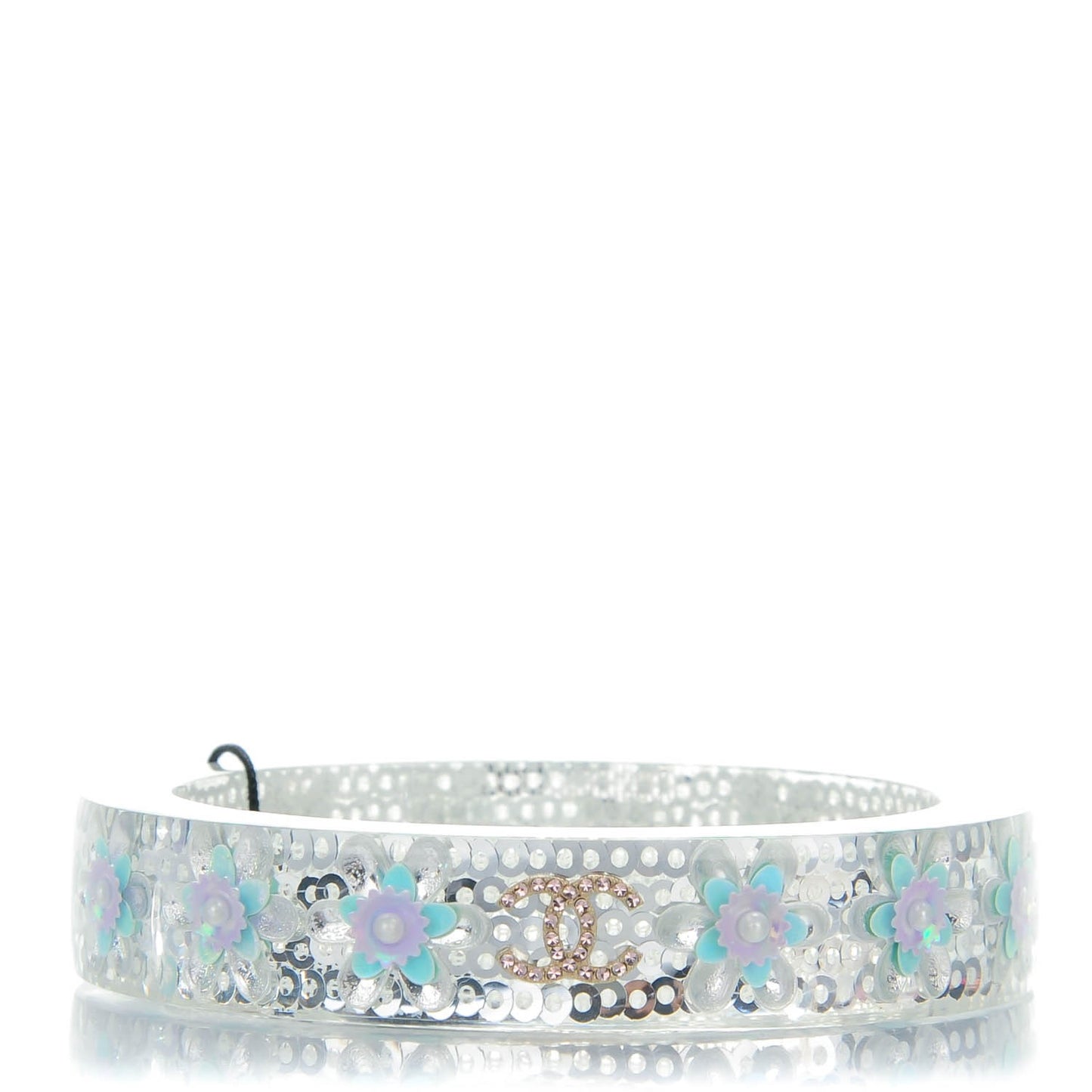 Lucite Crystal Sequin Flower CC Cuff Multicolor