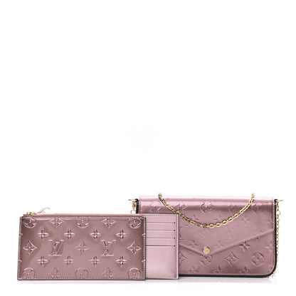 Louis Vuitton Vernis Pochette Felicie Chain Wallet Metallic Pale Pink 1 of 12