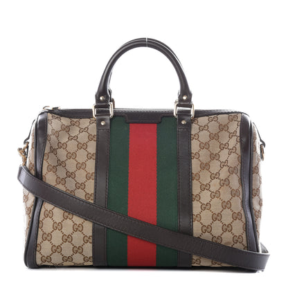Gucci Monogram Vintage Web Medium Boston Dark Brown 1 of 12