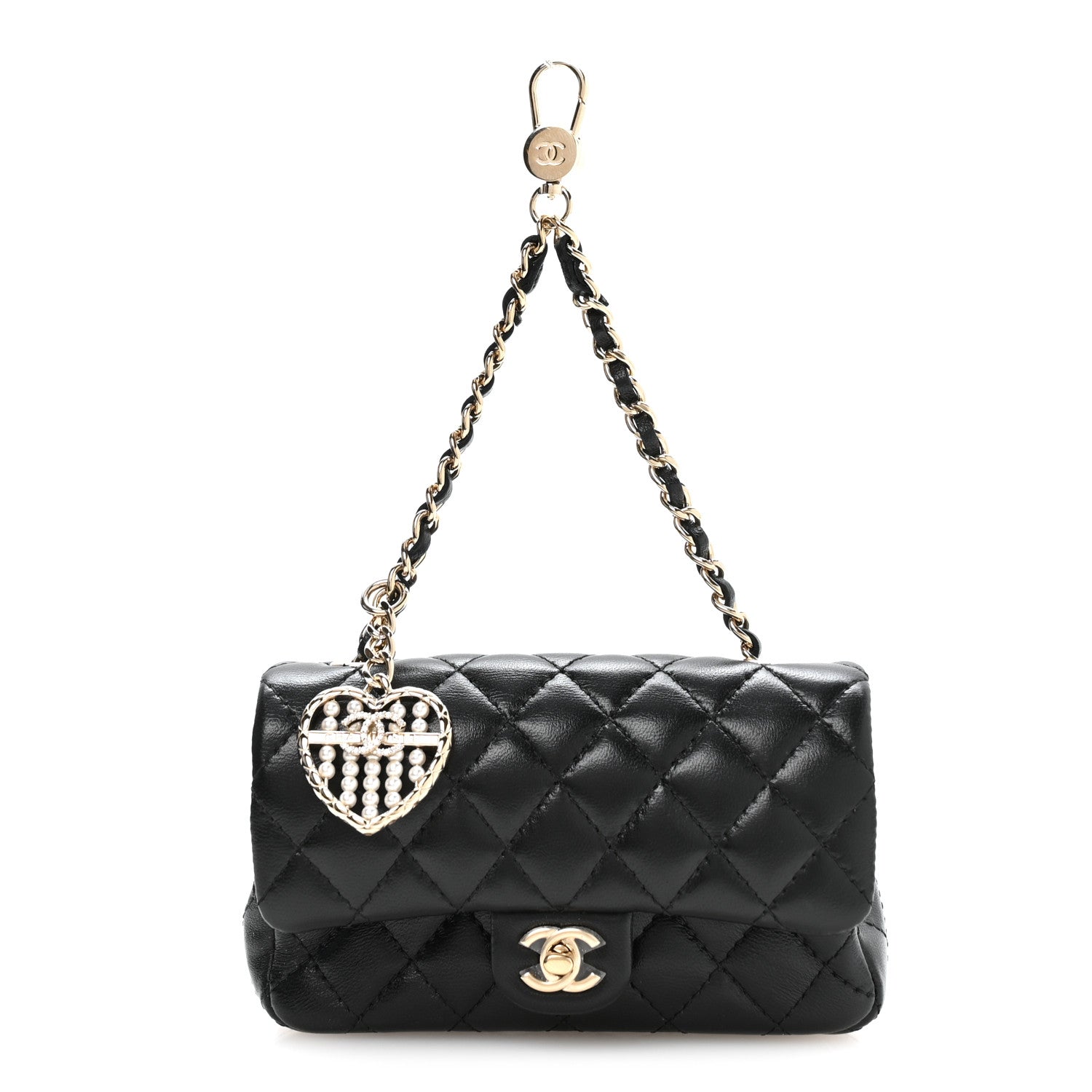 Chanel Lambskin Quilted Mini Flap Bag Charm With Hook Black 1 of 11