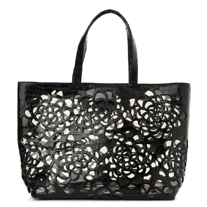 Nancy Gonzalez Crocodile Laser Cut Floral Tote Black 1 of 9