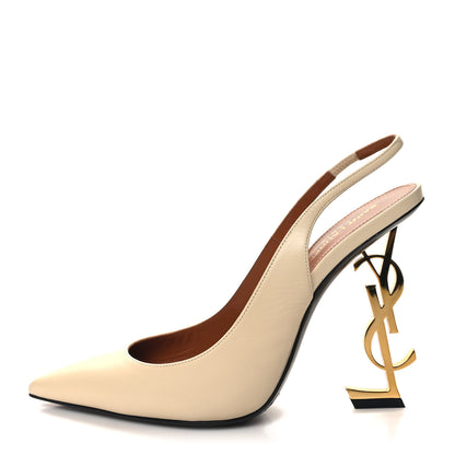 Saint Laurent Calfskin Opyum 110 Slingback Pumps 40 Real Beige 1 of 8