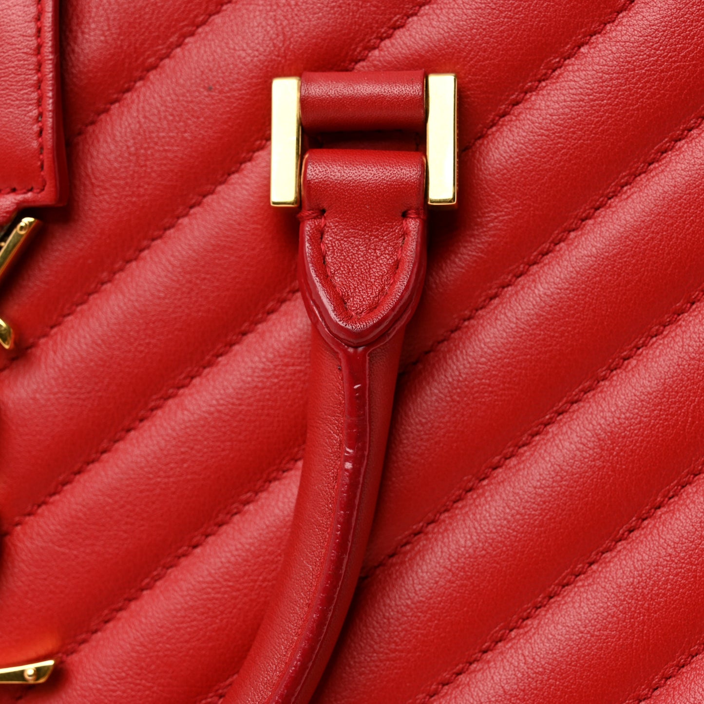 Calfskin Matelasse Chevron Small Monogram Cabas Lipstick Red