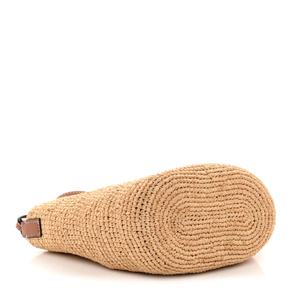 Loewe Calfskin Raffia Slit Pochette Bag Natural Tan 4 of 10