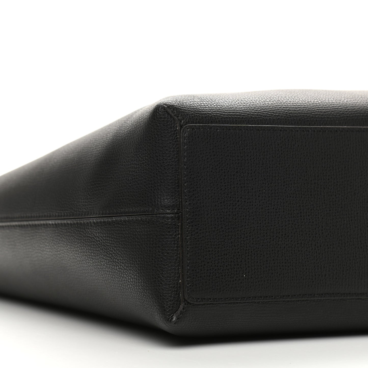 Grainy Calfskin Haymarket Check Medium Reversible Tote Black
