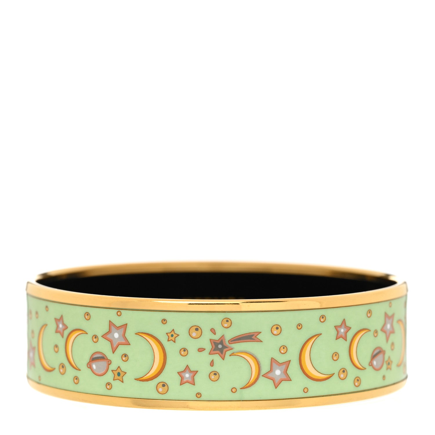 Hermes Enamel Printed Wide Moon Stars Bracelet 70 1 of 5