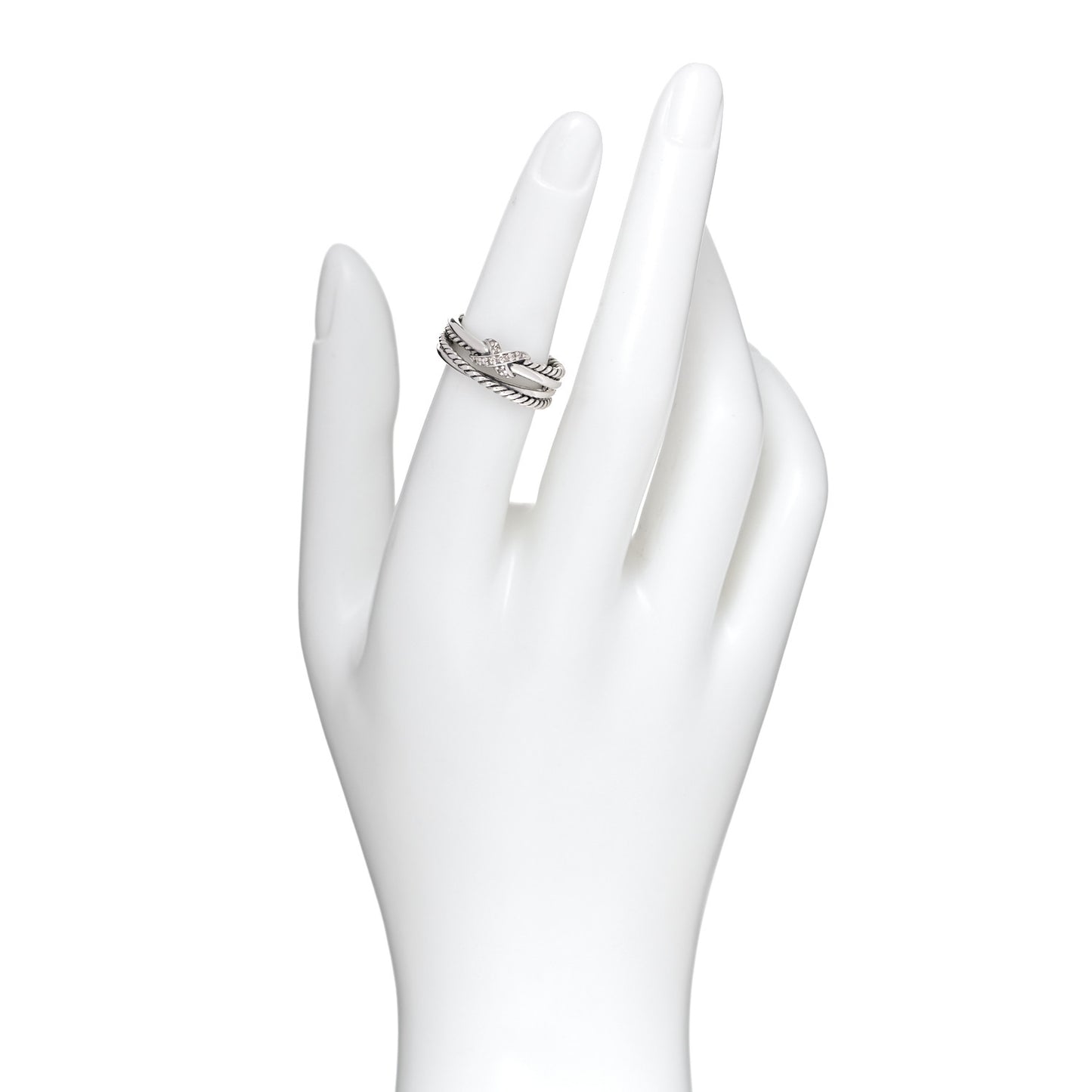 Sterling Silver Diamond X Crossover Ring 51 5.75