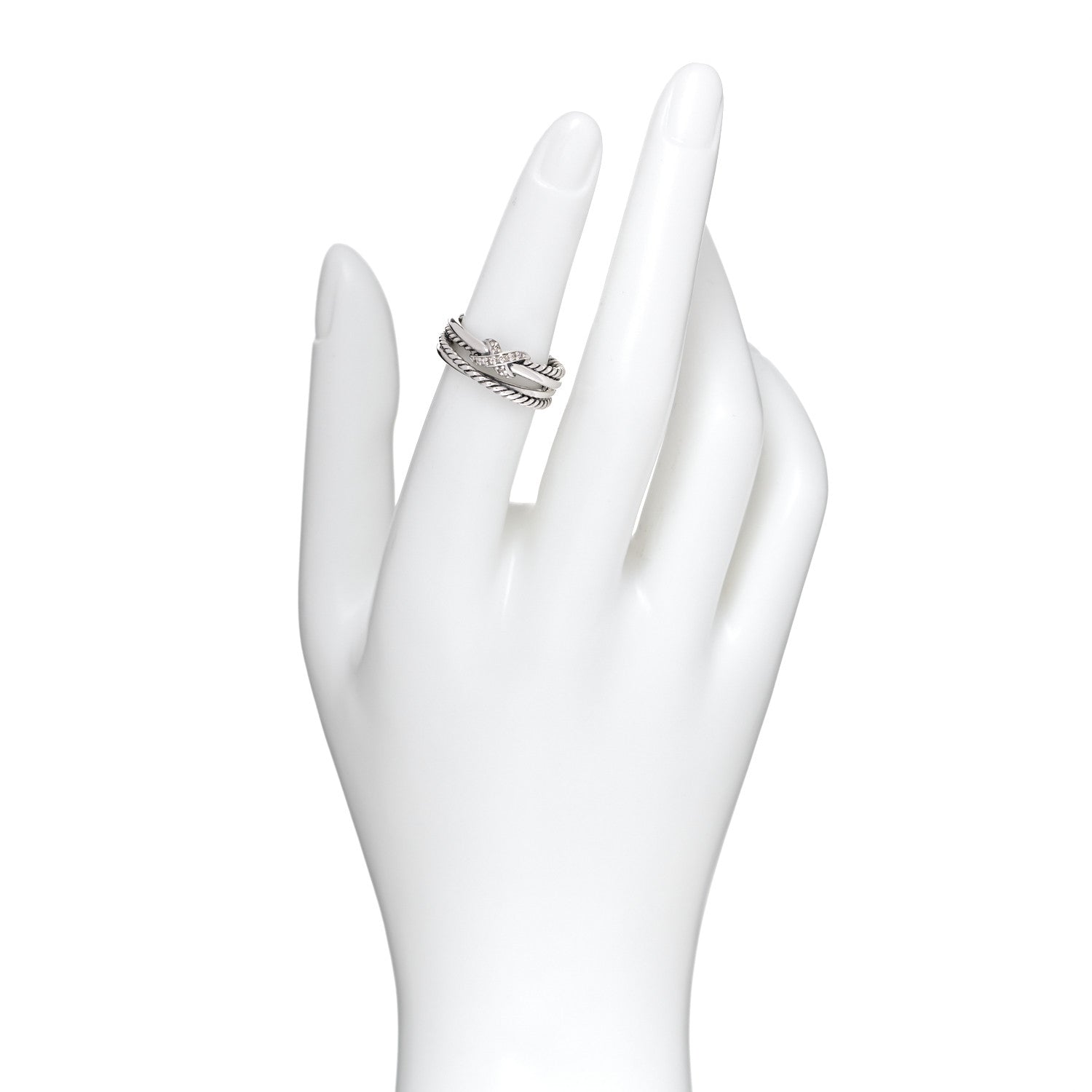 David Yurman Sterling Silver Diamond X Crossover Ring 51 5.75 2 of 4