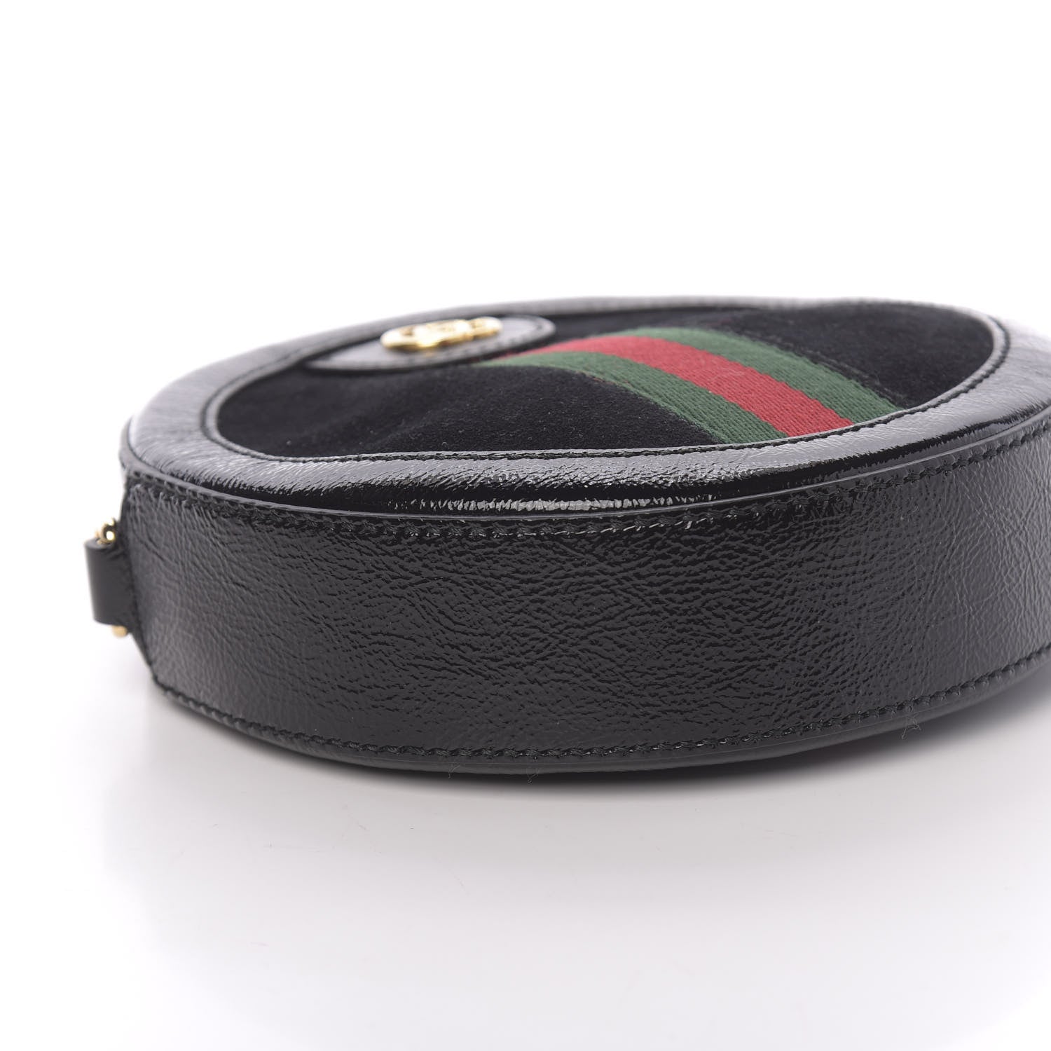 Gucci Suede Patent Web Mini Ophidia Round Shoulder Bag Black 9 of 11