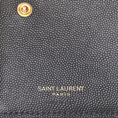 Saint Laurent Grain De Poudre Matelasse Chevron Monogram Zipped Two-Part Wallet Storm 7 of 9