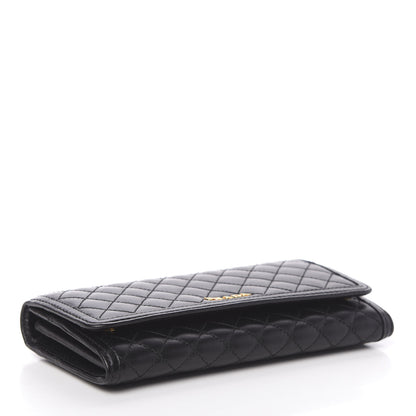 Prada Soft Calf Quilted Continental Flap Wallet Black 4 of 7