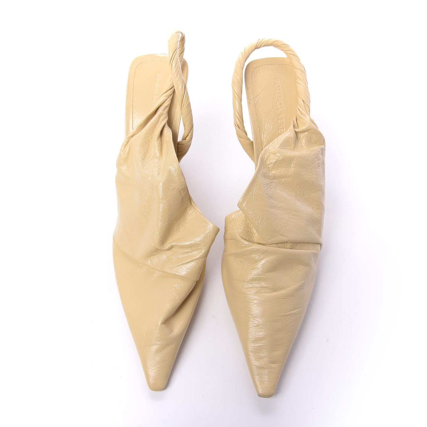 Shiny Light Nappa BV Point Slingback Pumps 41 Butter