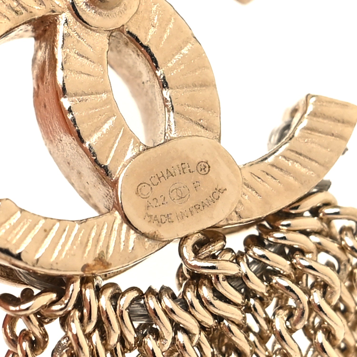 Chanel Metal CC Multi Strand Chain Drop Earrings Gold 4 of 5
