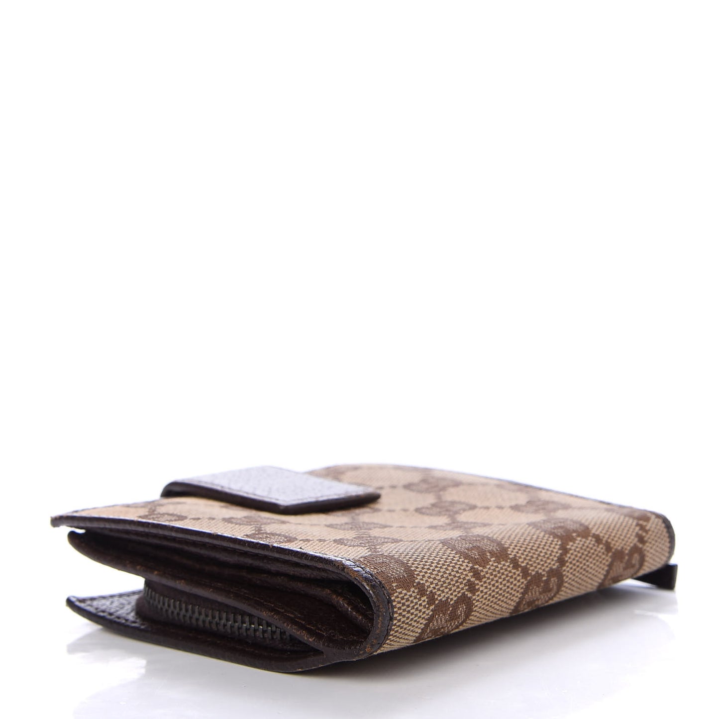 Monogram Zip Around French Flap Wallet Brown