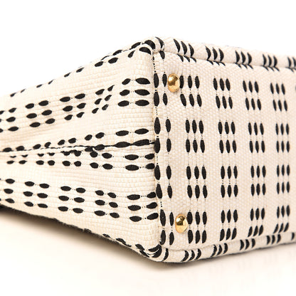Prada Canapa Woven Tote White Black 7 of 9