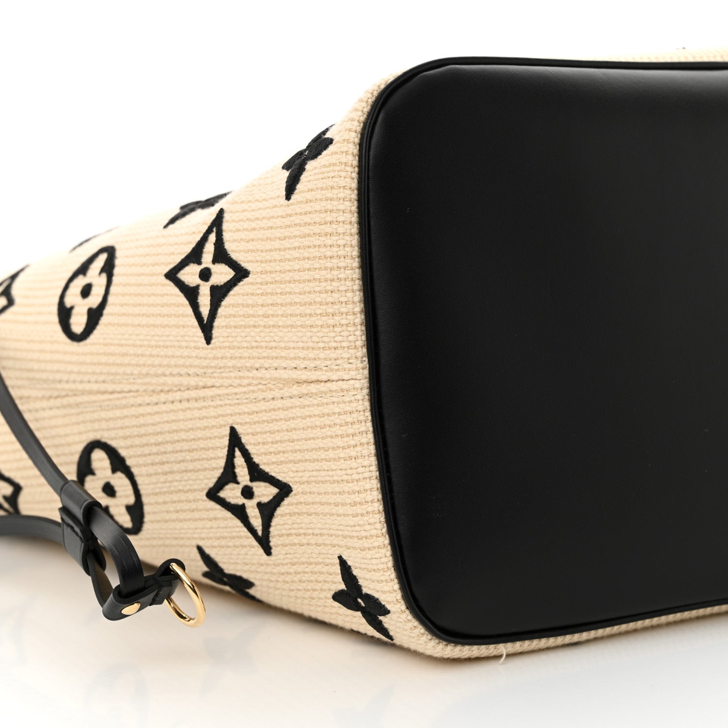 Louis Vuitton Cotton Monogram Embroidered Neverfull MM Beige Black 9 of 10