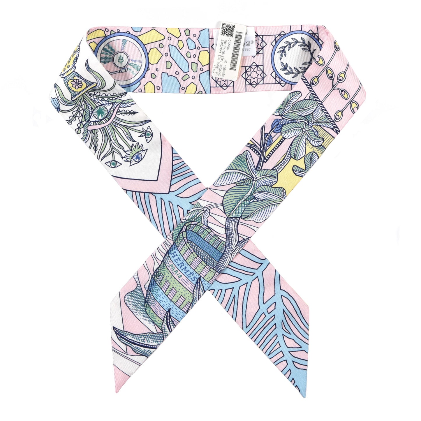 Silk La Danse Des Amazones Twilly Rose Pale Bleu Jaune