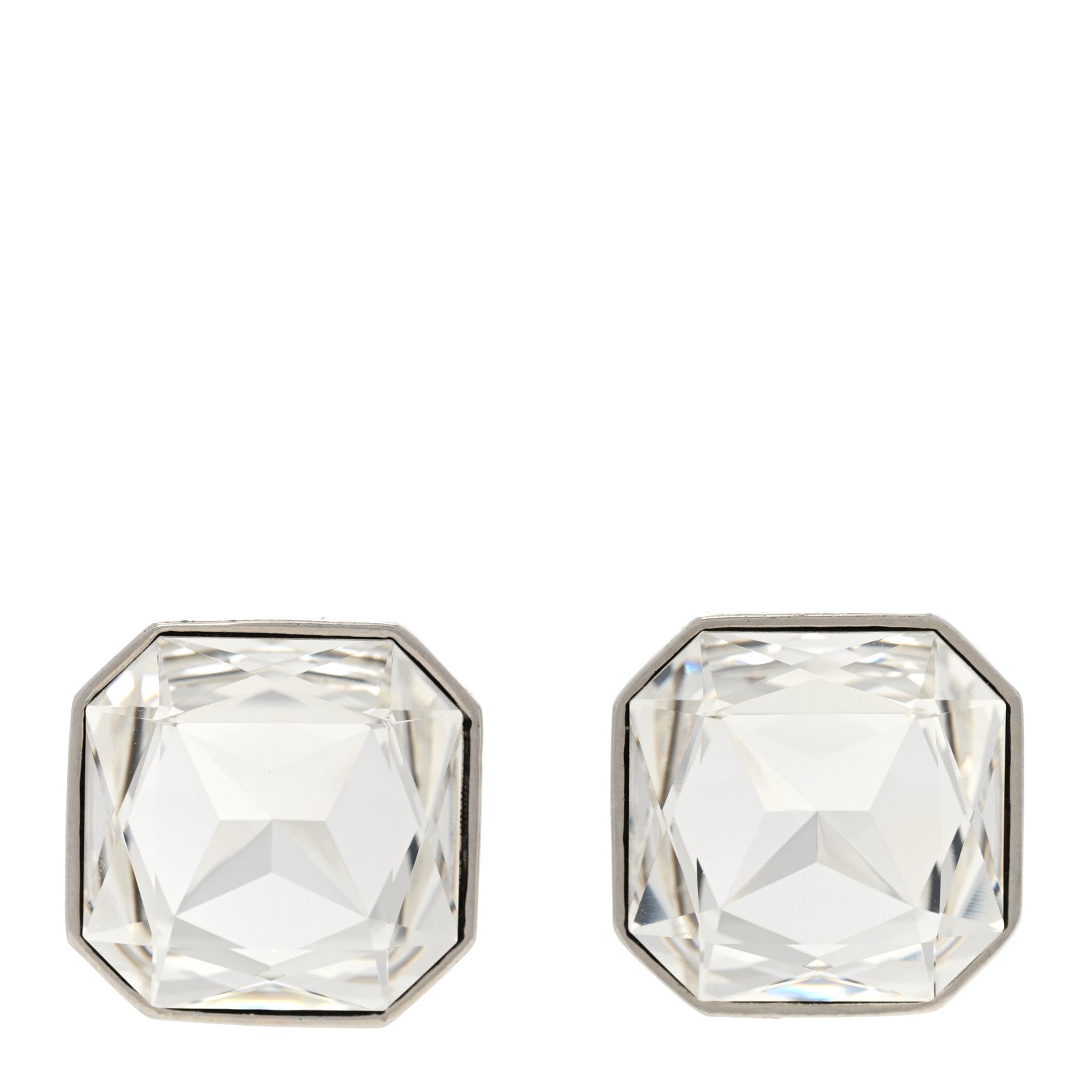 Saint Laurent Crystal Smoking Clip On Earrings Silver 1 of 5