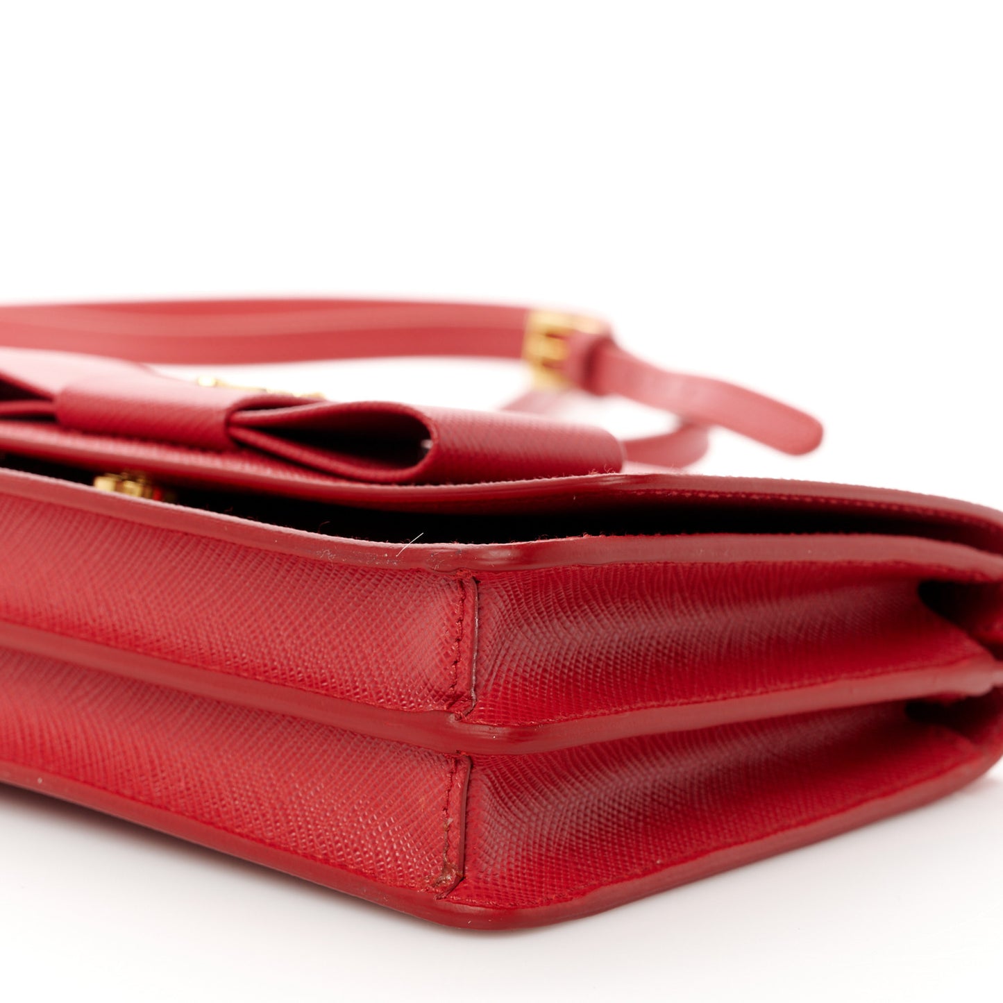 Saffiano Fiocco Bow Flap Wallet Rosso