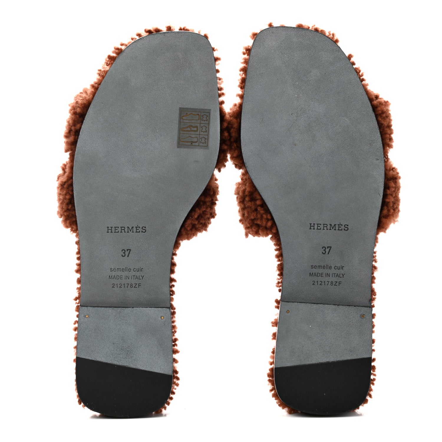 Hermes Woolskin Oran Sandals 37 Cognac 5 of 8