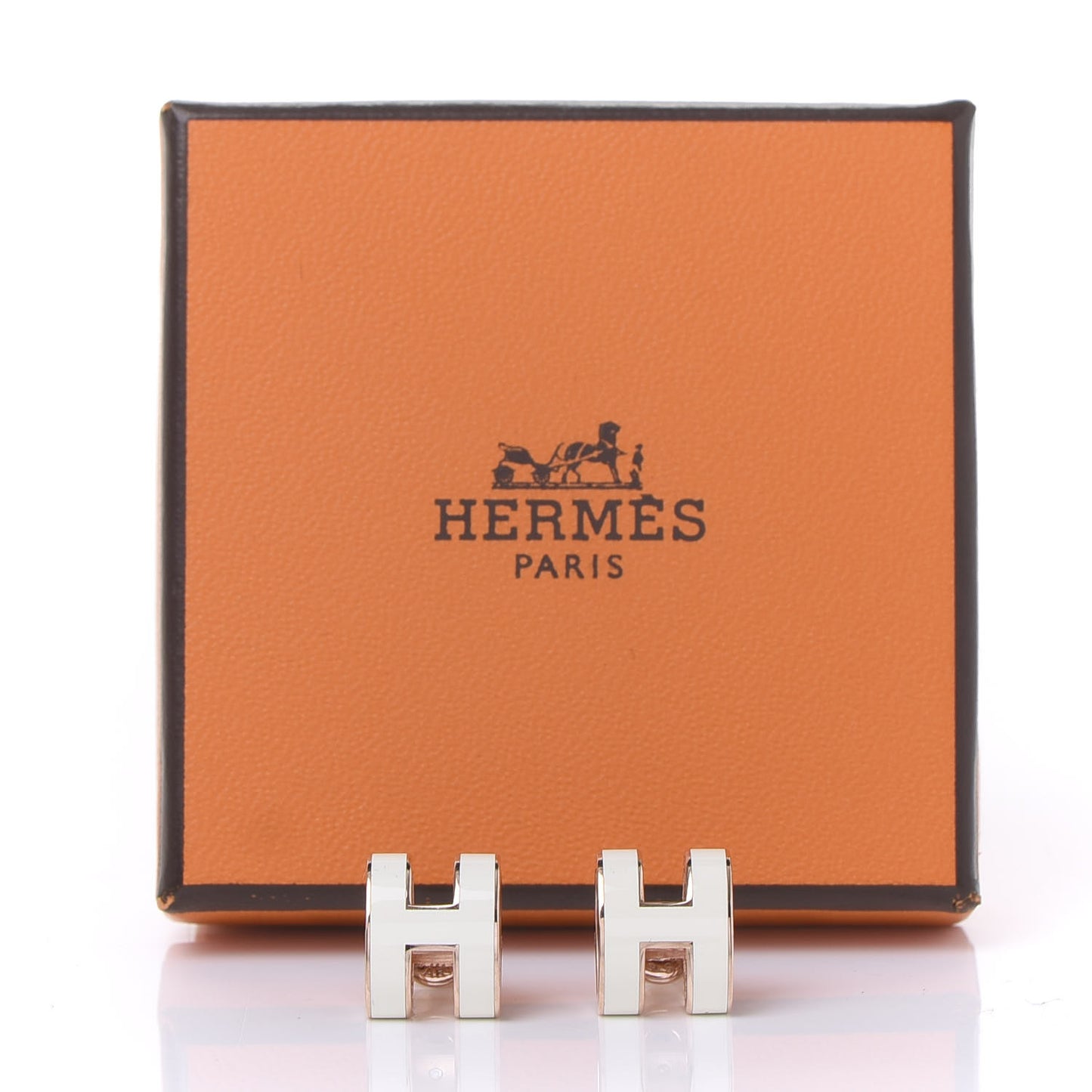 Gold Lacquered Pop H Earrings Ecru
