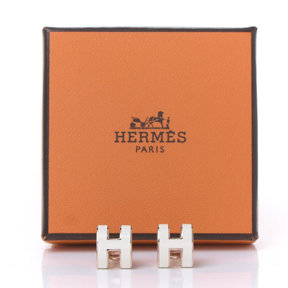 Hermes Gold Lacquered Pop H Earrings Ecru 5 of 5