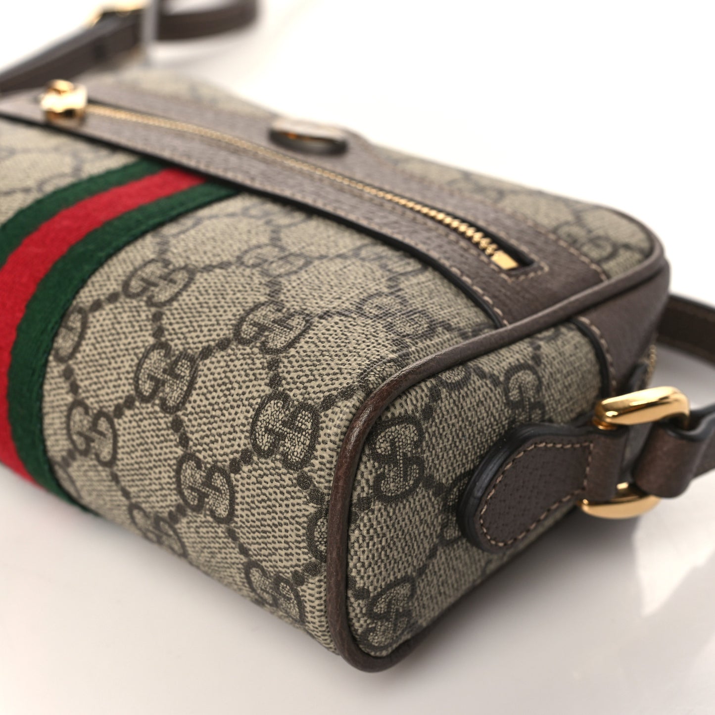 GG Supreme Monogram Web Mini Ophidia Shoulder Bag Brown