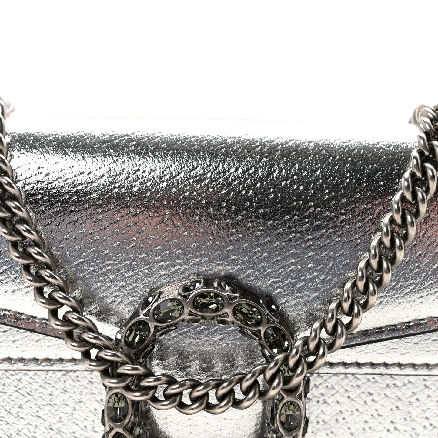 Metallic Calfskin Super Mini Dionysus Shoulder Bag Silver