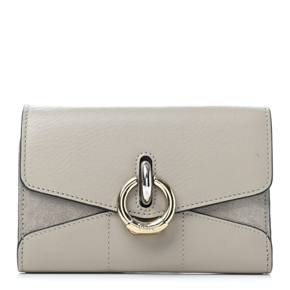 Chloe Calfskin Suede Circle C Compact Wallet Pastel Grey 1 of 7