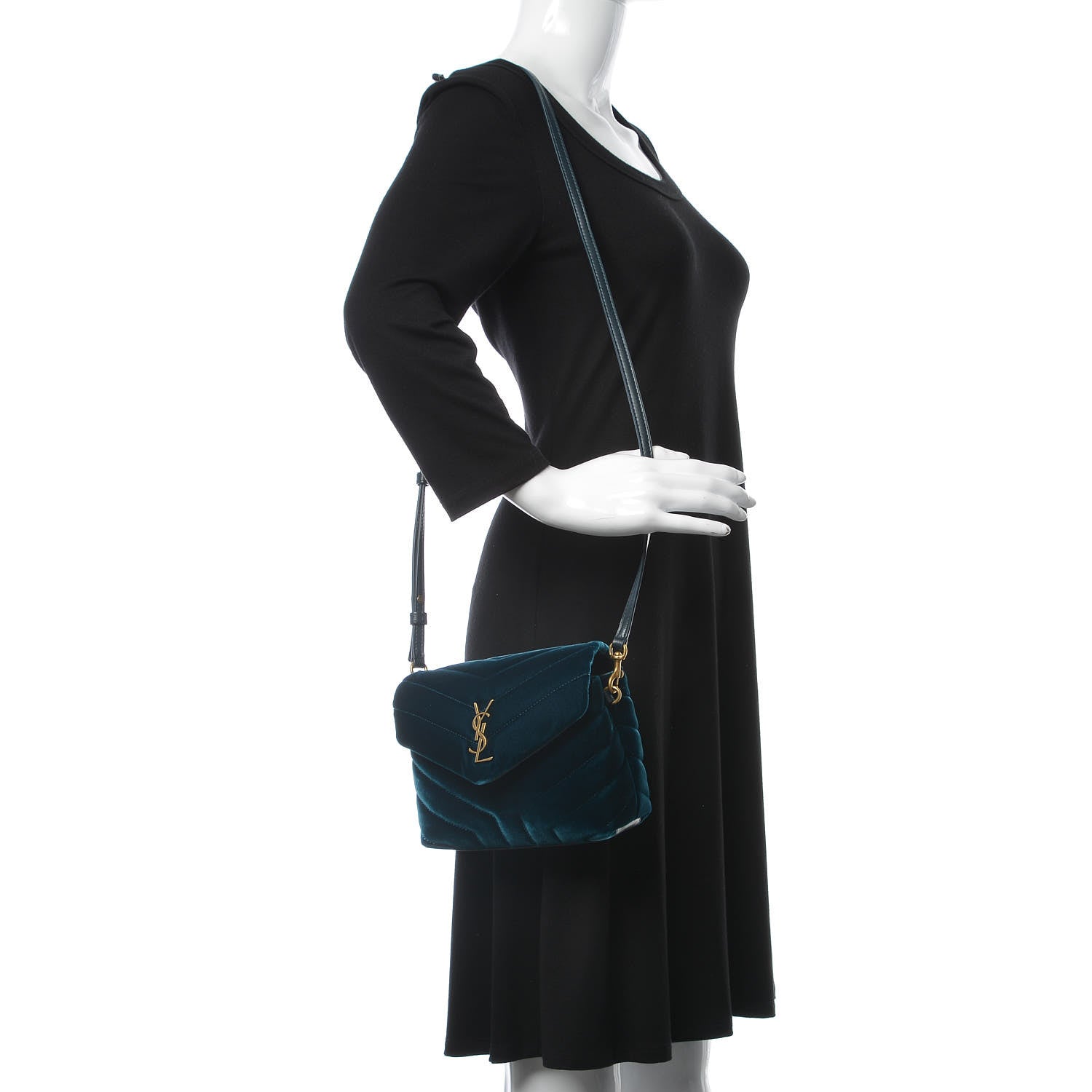 Saint Laurent Velvet Y Quilted Monogram Toy Loulou Chain Satchel Dark Ottanio 2 of 15