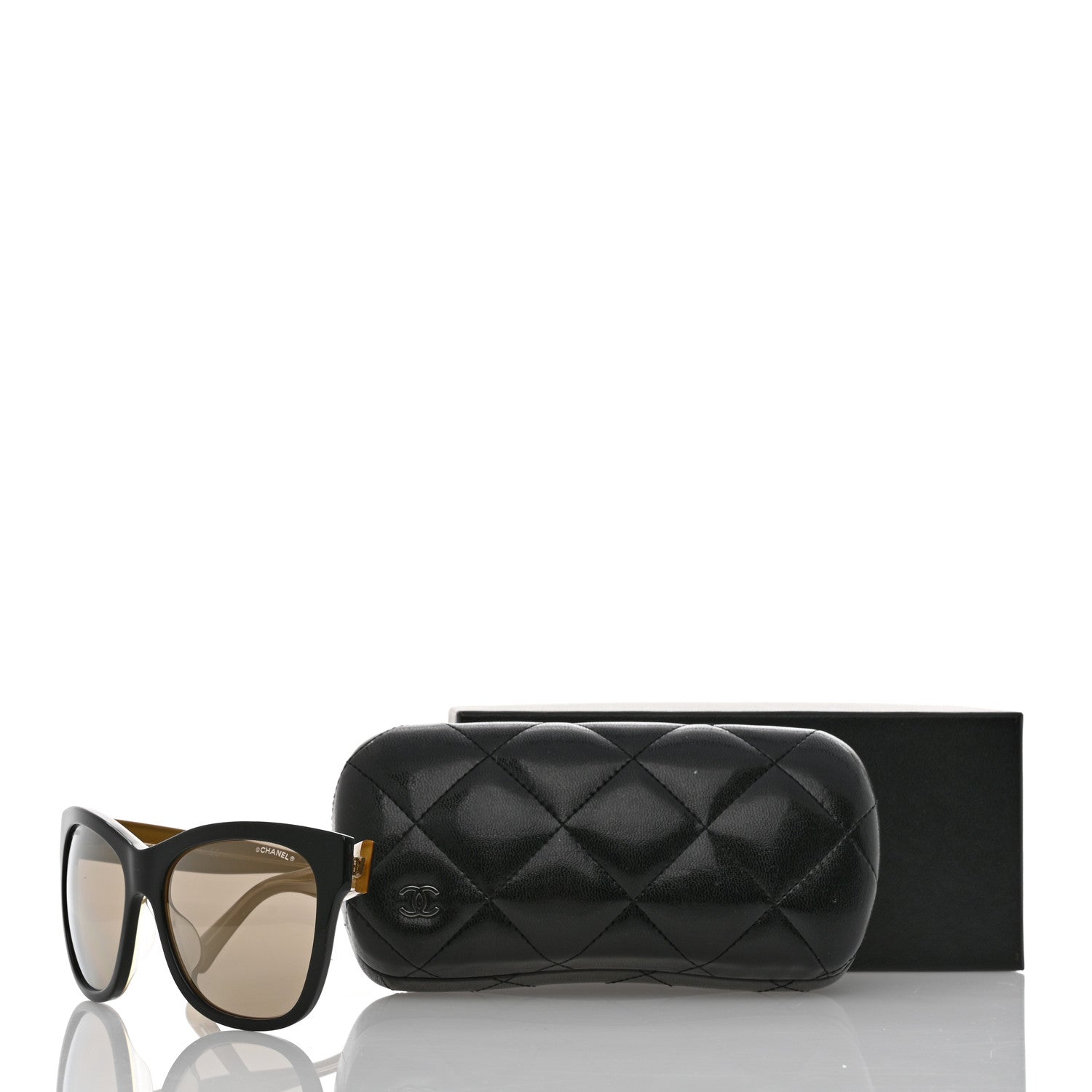 Chanel Acetate Mirrored Runway Square Sunglasses 5380-A Black Gold 8 of 8