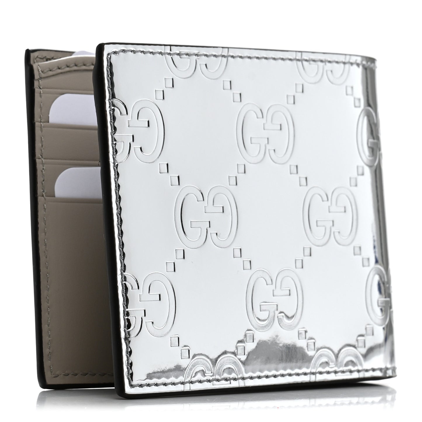 Guccissima Mirror Effect Bi-Fold Wallet Moon Silver Sphinx