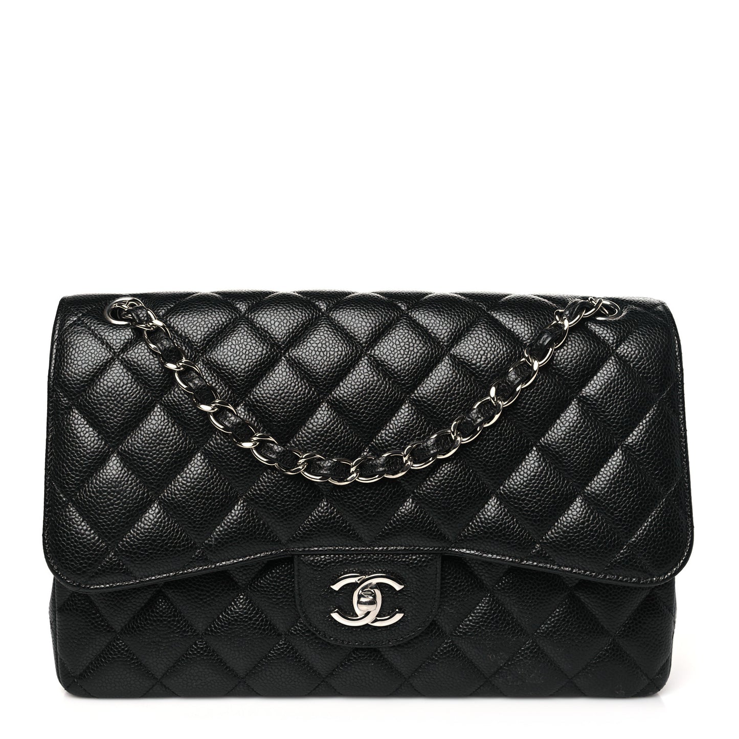 Caviar Quilted Jumbo Double Flap Black