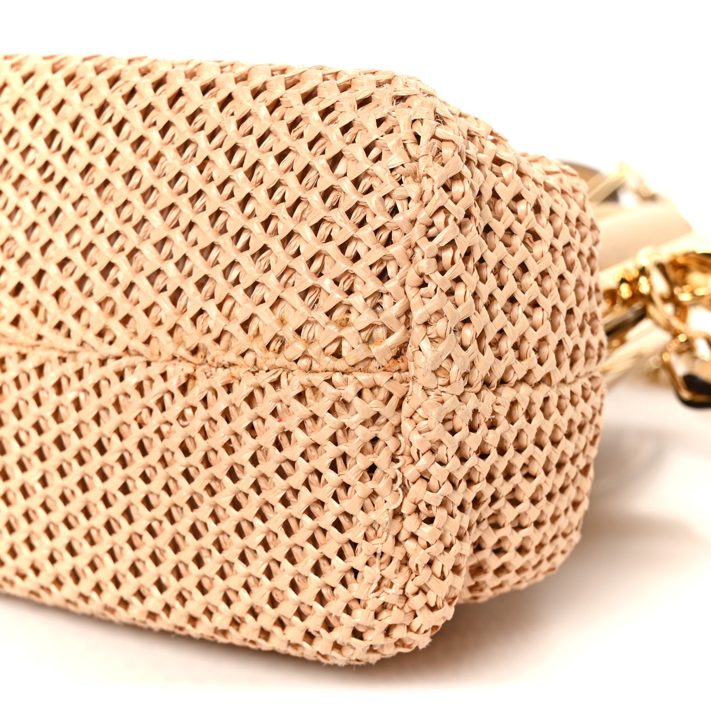 Raffia Nappa Macrame Small Fendi First Natural Sahara