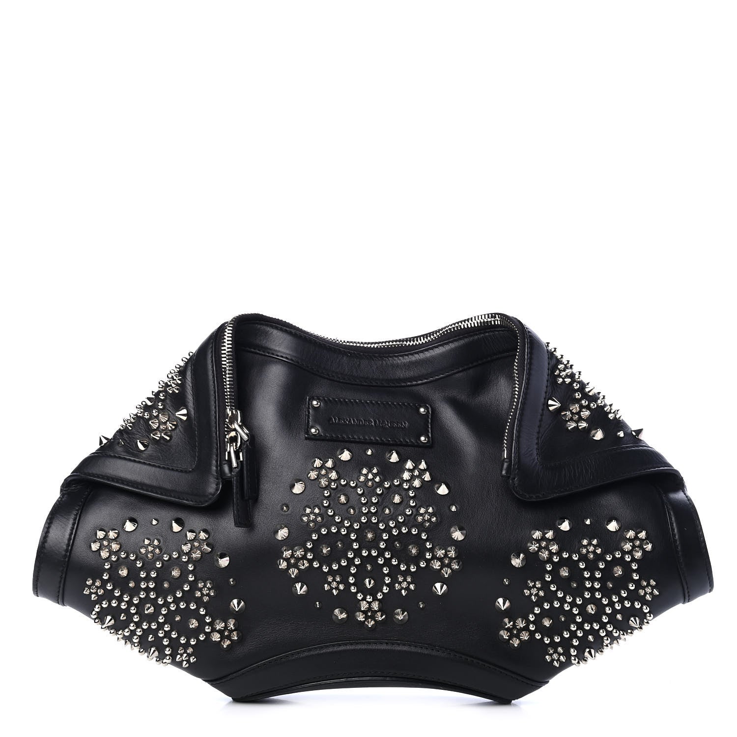 Alexander McQueen Calfskin Studded De Manta Clutch Black 1 of 9